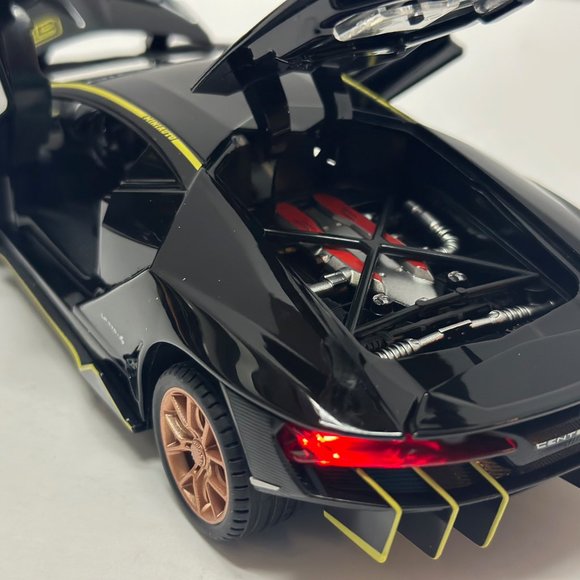 1:24 Lamborghini Centenario Diecast With Headlight & Taillight LED Black - Picture 6 of 9